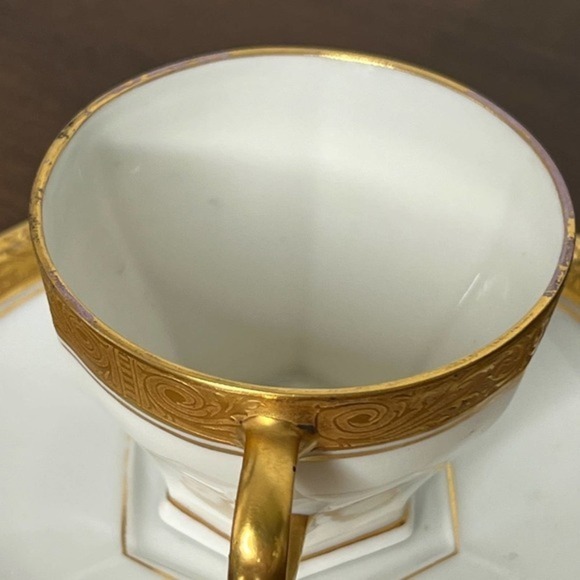 Ovington Bros Co Austria Cup Saucer Demitasse Intricate Gold Encrusted - Picture 8 of 16